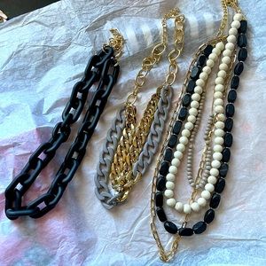 Lot of 3 Chain Link & Beaded Necklaces EUC